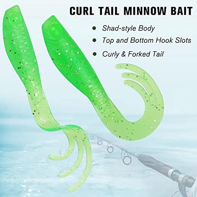 20 Pcs Curly Tail Grub Fishing Lures Kits Jig Head Hooks, Worm