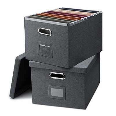 Graciadeco File Organizer Box, Collapsible Storage Filling Box with Lid for  Letter Legal Size Hanging Folders Decorative Linen File Folder Box Document  Storage Filing Bin, Dark Gray 2 Pack - Yahoo Shopping