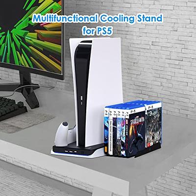  PS5 Stand Cooling Station with 13 Game Storage,Dual Fast PS5  Controller Charging Station with Cooling Fan, PS5 Cooling System PS5  Accessories Vertical Stand for Sony Playstation 5 Digital/Disc Edition :  Video