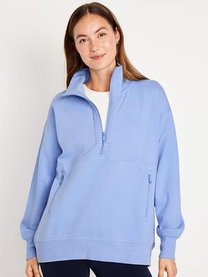 Oversized Mock-Neck Sweater-Fleece 1/2-Zip Pullover for Girls