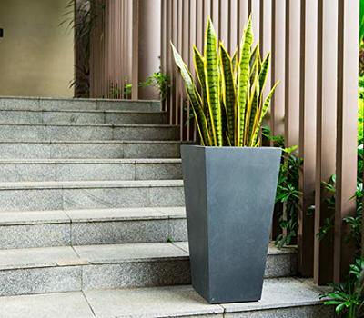 Kante 21.7 H Weathered Concrete Tall Planter, Large Outdoor Indoor  Decorative Pot with Drainage Hole and Rubber Plug, Modern Round Style for  Home and