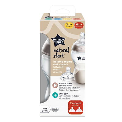 Tommee Tippee Natural Start Anti-Colic Baby Bottle, 11oz, Medium-Flow and  Thicker Feed Breast-Like Nipple, Anti-Colic Valve, 1 Pack - Yahoo Shopping