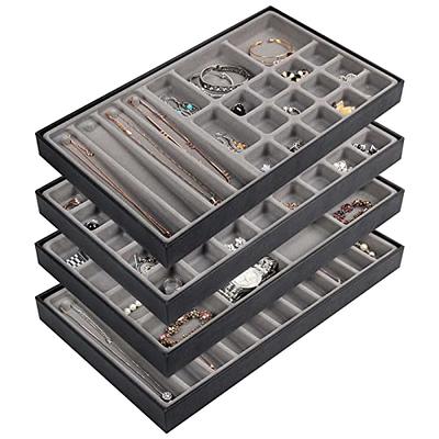 Philopack 3PCS Stackable Jewelry Organizer Trays-Drawer Storage Box Velvet  Display Holder for Necklace Earring Bracelet Watch (Grey) - Yahoo Shopping