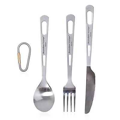 3pcs Outdoor Travel Stainless Steel Folding Cutlery Set With Knife, Fork,  Spoon