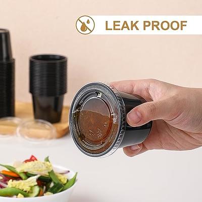 AOZITA 120-5.5 oz Black Portion Cups, Small Plastic Containers with Lids,  Airtight and Stackable Souffle Cups, Salad Dressing Container, Sauce Cups, Condiment  Cups for Lunch, Party to Go, Trips - Yahoo Shopping