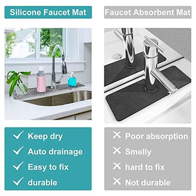 Kitchen Faucet Sink Splash Guard, Silicone Faucet Water Catcher Mat – Sink Draining  Pad Behind Faucet, Grey Rubber Drying Mat for Kitchen & Bathroom Countertop  Protect 