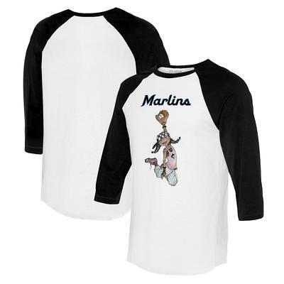 Miami Marlins New Era Womens Pinstripe V-Neck T-Shirt - White M