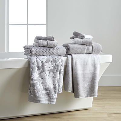 Mainstays 6 Piece Textures Cotton Bath Towel Set, Arctic White