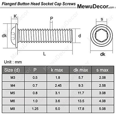 M8-1.25 x 30mm Button Head Socket Cap Screws, Stainless Steel 18-8, Bright  Finish, Fully Threaded, Allen Socket Drive, 25 PCS