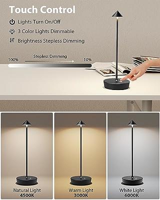 Portable Table Lamp, 4000mAh Rechargeable Battery Operated Cordless Lamp for Tables, 4-Way Touch Dimmable Bedside Lamp for Nightstand, LED Portable La