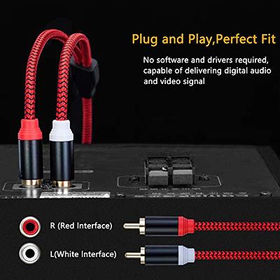 RCA Cable, 2RCA Male to 2RCA Male Stereo Audio Cables 【Hi-Fi Sound】Braided  RCA Stereo Cable for Home Theater, HDTV, Amplifiers, Hi-Fi Systems, Car