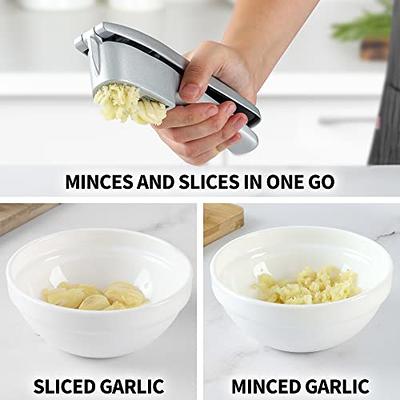 Zulay Kitchen Garlic Press Set with Cleaning Brush & Silicone Garlic Tube  Peeler 
