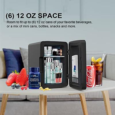 Living Enrichment Mini Fridge 4 Liter Skincare Fridge, Cooler and Warmer  Portable Small Refrigerator, AC DC Powered, for Skin Care Drinks, Bedroom