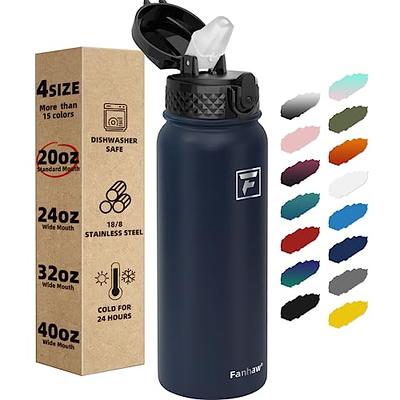 Drinco Stainless Steel Water Bottle Spout Lid Vacuum Insulated Double Wall  Water Bottle Wide Mouth (40oz 32oz 22oz 18oz 14oz) Leak Proof Keep Cold