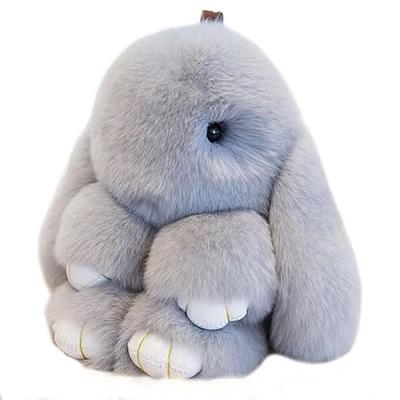 Cute Bunny Keychains PomPom Fluffy Rabbit Furry Keyring Ring Bag charm  Pendant