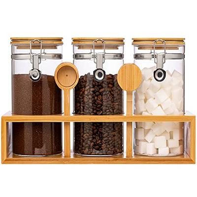 HomArtist Square Glass Jars with Bamboo Lids 53 FL OZ [Set of 4], Glass  Canisters with