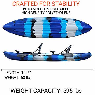 BKC TK219 12.5-Foot Tandem 2 or 3 Person Sit On Top Fishing Kayak w/Upright  Aluminum Frame Seats and Paddles (Blue Camo) - Yahoo Shopping