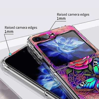  For Galaxy Z Flip 5 Case with Strap, Cute Z Flip 5 Flower Phone  Case for Women Girls, Hard PC Samsung Z Flip 5 Case Supports Wireless  Charging Case Shockproof Cover