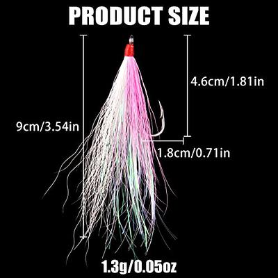 OROOTL Fishing Bucktail Teaser Hooks, 10pcs Saltwater Fishing Jigs Teaser  Lures High Carbon Steel Hooks with Crystal Flash Feather Skirt for Fluke  Flounder Salmon Trout Sea Bass Steelhead - Yahoo Shopping