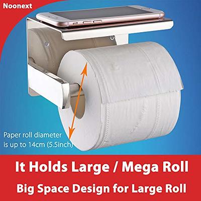 Toilet Paper Holder, Toilet Paper Roll Holder with Phone Shelf, 3M Adhesive  No Drilling or Wall-Mounted with Screws (Brushed-2)