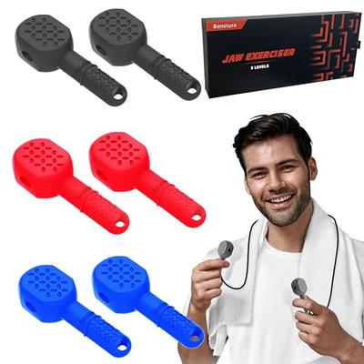 NEW) JCSports Jawline Exerciser for Men & Women - 3 Different Levels (6  pcs) - Jawline Sculpting Silicone Jaw Exercisers- Easy to Wash After Use!
