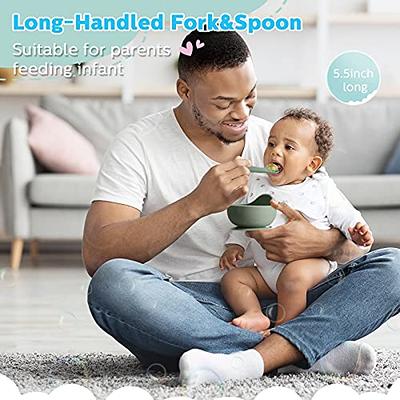 6 Pieces Silicone Baby Feeding Forks and Spoons Set Hot Safety