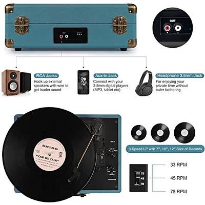 Record Player with Speakers, Portable Bluetooth 5.0 3-Speed Turntable  Phonograph Player, Professional 33/45/78 RPM Supports Headphone Socket  Suitcase