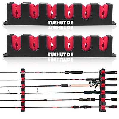 PLUSINNO 4 Pack Vertical Fishing Rod Rack, Wall Mounted Fishing Rod holder, 4  Packs Fishing Pole Holders Hold Up to 36 Rods or Combos, Fishing rod holders  for garage, Fits Most Rods