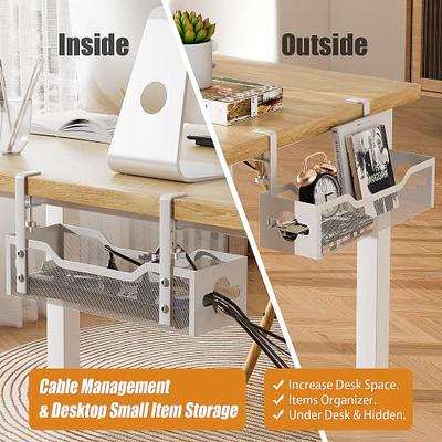 Cable Managemen Under Deskt - No Damage to Desk, Standing Desk Cable  Organizer, Quszmd Under Desk Cord Organizer, Under Desk Wire Management Tray  - Yahoo Shopping