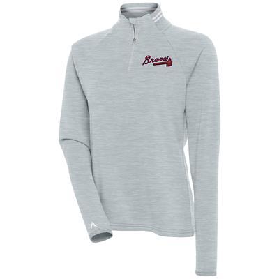 Women's Antigua Heather Gray/Navy Edmonton Oilers Victory Raglan Pullover Hoodie Size: Medium