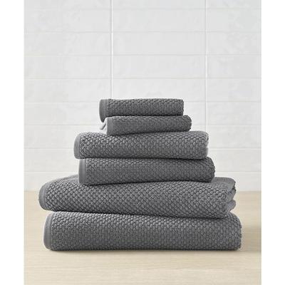 FRESHFOLDS Premium Cotton Textured 6-Pc. Hand Towel Set Light Grey