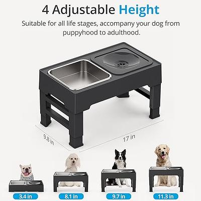 Siooko Elevated Dog Bowls Medium Sized Dog, Wood Raised Dog Bowl Stand with  2 Stainless Steel Dog Food Bowls, Non-Slip Dog Feeder for Medium Dogs