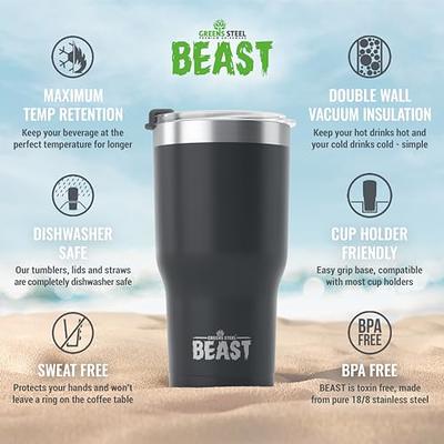 Beast 30oz Stainless Steel Tumbler - Includes 2 Straws and Straw Cleaner 