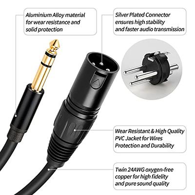 XLR Female to 1/4 TRS Cable 6ft 2Pack, BIFALE Nylon Braided Microphone  Cable Balanced 6.35mm (1/4 Inch) TRS to XLR Cable Heavy Duty Mic Cable
