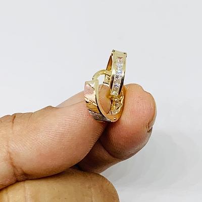10K Solid Gold Earrings Huggies Multi-Tone - Aretes Oro Niña/Mujer