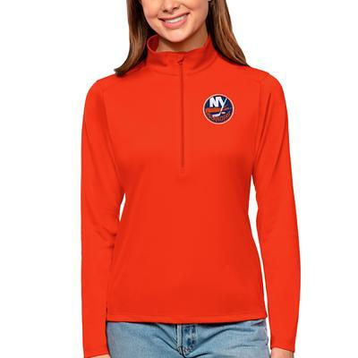 Women's New York Giants Antigua Heather Gray Confront Quarter-Zip Pullover  Top