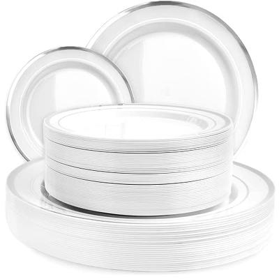 100 Pack 6.25 Inch Clear Plastic Disposable Plates, Elegant Heavy-Duty, Dessert or Salad Plates