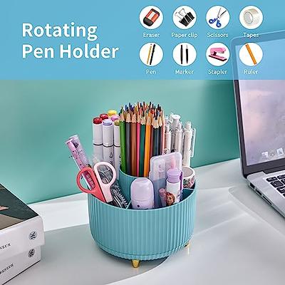 LETURE Desk Organizer, 360-Degree Rotating Pen Pencil Holder, 5