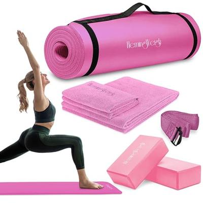 Yoga Mat Set 11-Piece Yoga Mat with Carrying Strap,Yoga Blocks 2 Pack,Yoga  Strap,65cm Yoga Ball,Net Bag,Sports Cooling Towel,Yoga Mat Kits and Sets  for Beginners,Yoga Starter Kit for Women (Pink) : : Sports