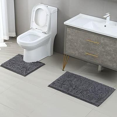 Vaukki Luxury Soft Bathroom Rugs Set of 2, Non Slip Washable Plush Bath  Floor Mats, Microfiber Shaggy Absorbent Striped Bath Carpet for Tub,  Bathroom