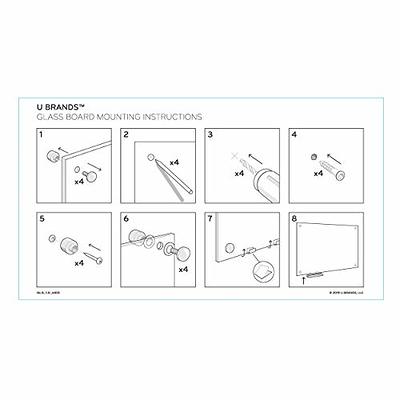 U Brands 35 in. x 23 in. White Frosted Surface Frameless Glass Dry Erase Board