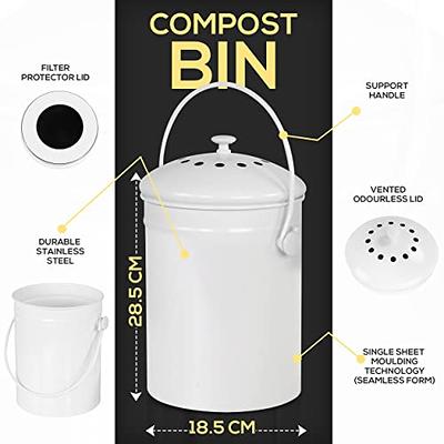 Utopia Kitchen Compost Bin for Kitchen Countertop - 1.3 Gallon Compost  Bucket for Kitchen with Lid - Includes 1 Spare Charcoal Filter (White) -  Yahoo Shopping