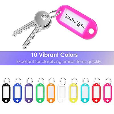 Plastic Key Tags Luggage Fobs ID Card Name Label Keychain W/ Split Ring Key  Ring