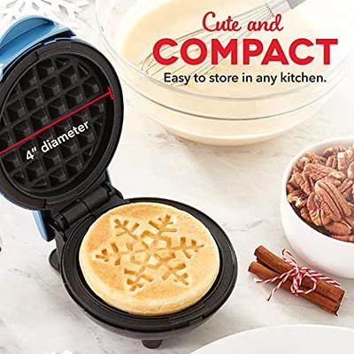 Crownful Mini Waffle Maker Machine, 4 Inches Portable Small Compact Design, Easy to Clean, Non-Stick Surface, Recipe Guide Included, Perfect for