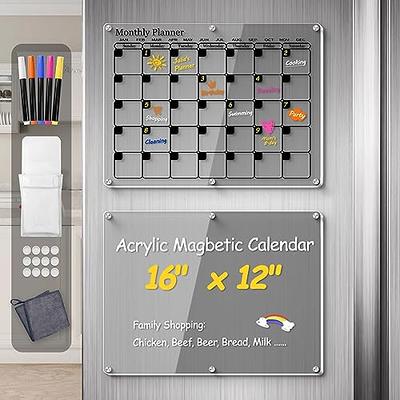 Magnetic Acrylic Calendar for Fridge, 2Pcs Clear Magnetic Calendar for  Fridge, Reusable Magnetic Fridge Calendar Dry Erase Acrylic Planning Boards  with 6 Dry Erase Markers and Magnetic Holder - Yahoo Shopping