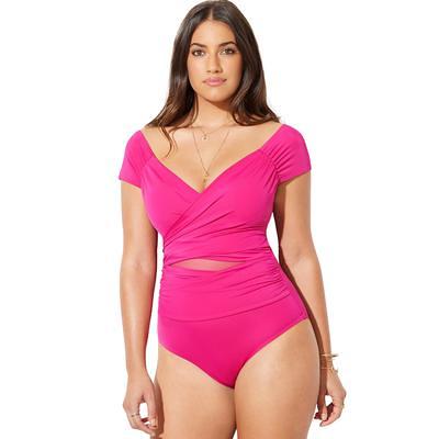 Plus Size Women's Sarong Front One Piece Swimsuit by Swimsuits For All in  Multi Stencil (Size 34) - Yahoo Shopping