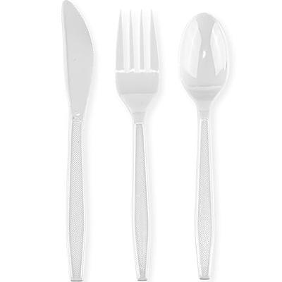 Comfy Package [300 Pack Heavyweight Disposable Clear Plastic knives -  Engraved Design