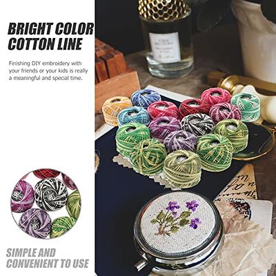 Exceart 16 Roll Variegated Crochet Thread Cotton Thread Balls Embroidery Yarn Rainbow Color Cross Stitch Threads Craft Sewing