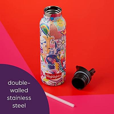 Kids Water Bottle, 12oz Water Bottles Kids with Straw and Stickers,  Stainless Steel Vacuum Double Wall Insulated cup, Kids Water Bottle for  School