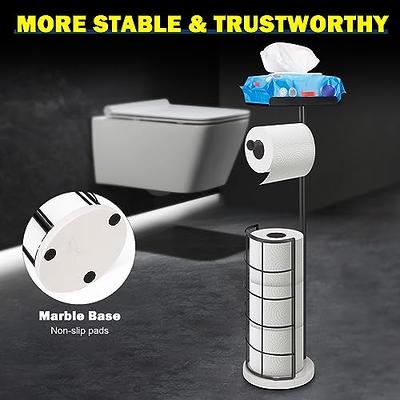 NearMoon Toilet Paper Holder Freestanding with Shelf, Metal Tissue Roll  Holder Stand with Marble Base, Toilet Paper Roll Holder with Wipes Storage,  Essential Bathroom Accessories (Black) - Yahoo Shopping